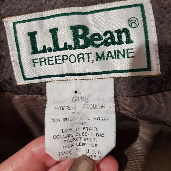 L.L. Bean Vintage Aztec Southwestern Wool Leather Blanket Jacket Womens Size L - Picture 10 of 12